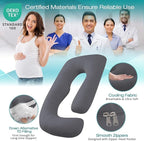 Sasttie Pregnancy Pillows for Sleeping, Jumbo U Shaped Cooling Full Body Pillow with Removable Cover, Pregnant Women Must Haves, Maternity Essential, Dark Grey