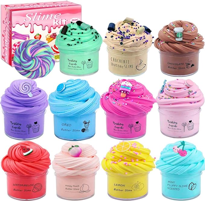 Butter Slime Kit for Girls and Boys 11pack with Scent,Stretchy and Non-Sticky,Stress Relief Fidget Toy,Birthday Gift and Party Favors Easter Basket Stuffers Christmas Party Supplies