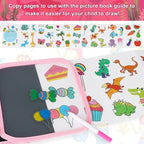 Erasable Doodle Set for Kids - Reusable Magic Drawing Book with 12 Watercolor Pens 14 Page Drawing, Road Trip Car Game Writing Painting Set for Boys and Girls (Mermaid)