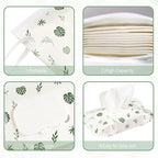 FEBSNOW 2 Pack Baby Wipes Dispenser Holder, Portable Refillable Baby Wet Wipes Pouch Container Reusable Travel Case for Outdoor Hiking, Green Leaves