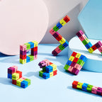Wooden Toy Twist Block Cubes Puzzle Sensory Toys for Teens Party Favors for Boys and Girls (12 Pieces)