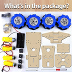4WD Mecanum Wheel Smart Car Robot Chassis for Arduino R3 R4/ Leonardo/Raspberry Pi 5/4B/3B+/3B/2B/1B+ Projects with TT Motor, DIY Robot Building Base Kit for Teens & Adults