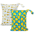 ALVABABY 2pcs Cloth Diaper Wet Dry Bags Waterproof Reusable with Two Zippered Pockets Travel Beach Pool Daycare Soiled Baby Items Yoga Gym Bag for Swimsuits or Wet Clothes L114117