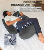 Pregnancy Pillows for Sleeping, Detachable and Adjustable with Pillow Cover, Maternity Body Pillow for Adults, Support for Back, Legs, Belly, HIPS and Pregnancy Must Haves Grey