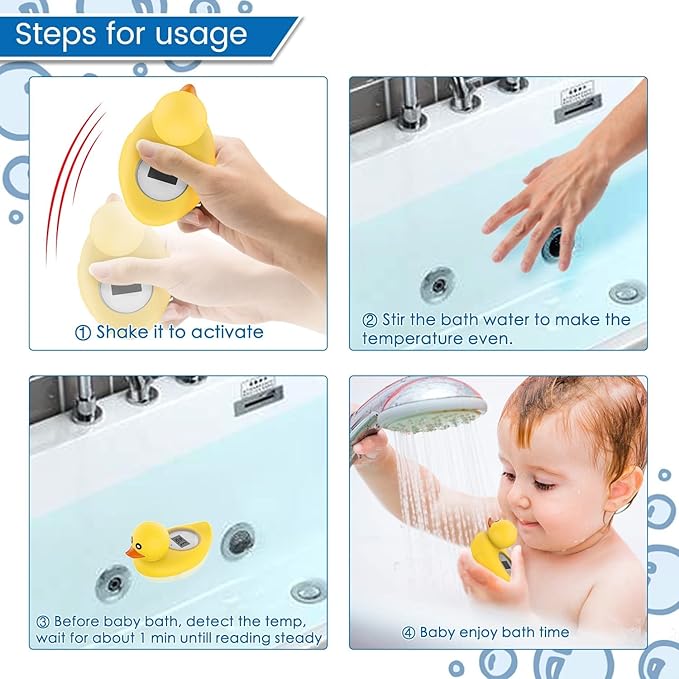 Baby Bath Thermometer Famidoc FDTH-V0-22 Water Temperature Test Floating on Water and Room Digital Bath tub Thermometers Duck Bath Thermometer Baby Safety New Upgraded