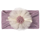 Baby Girls Sunflower Headbands, 3 Pack Baby Hairband Hair Bows Lace and Stretchy Elastic Accessory for Newborn Infants Toddlers (Purple+Blue+Pink, One Size(Stretchy))