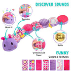 Baby Stuffed Animal Toys for 0-6 6-12 Months, Baby Musical Caterpillar Tummy Time Toys for Babies 3 6 9 12 18 Months, Newborn Infant Sensory Toys Gifts for 1 2 Year Old Boys Girls