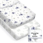 Baby Changing Pad Cover 2-Pack for Boys, Girls (Watercolor Elephant) - Premium Fitted Sheets Baby Diaper Changing Table Cover - Buttery Soft Cotton Blend
