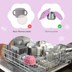 2 Pack Snack Cups for Toddlers Spill Proof - Detachable Stainless Steel Toddler Snack Cups with Silicone Lids & Handles - Dishwasher Safe Baby Snack Containers for Mess-Free Snacking (Red and Purple)