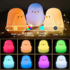 Penguin LED Night Light for Kids, Cute Nursery Color Changing Kids Night Light with Tap Control, USB Rechargeable Portable Squishy Silicone Soft Lamp Gifts for Baby Girls Boys Toddler Children Bedroom