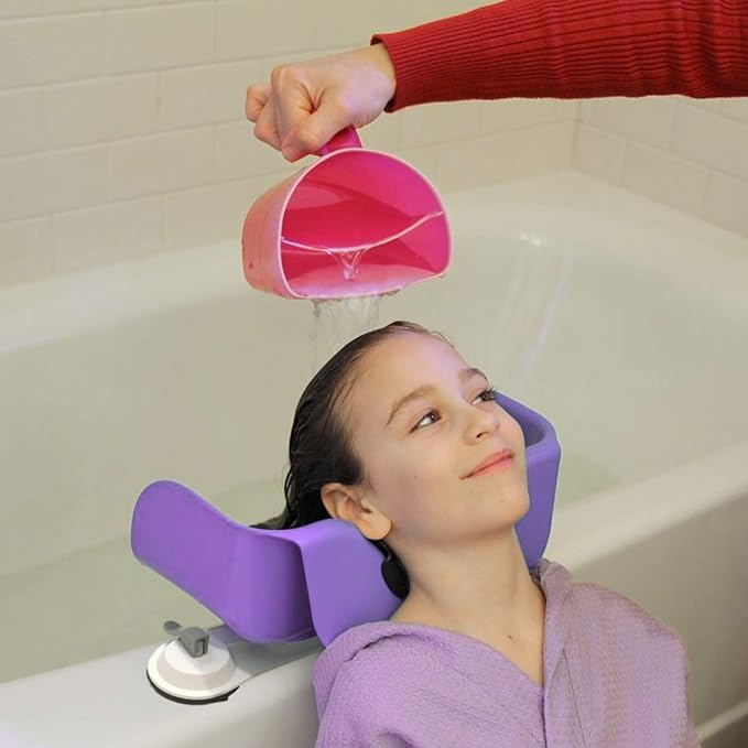 Shampoo Buddy Portable Hair Wash Basin for Children, Toddlers, Kids, Teens | Portable Shampoo Bowl for use on Bathtub or Sink (Purple)