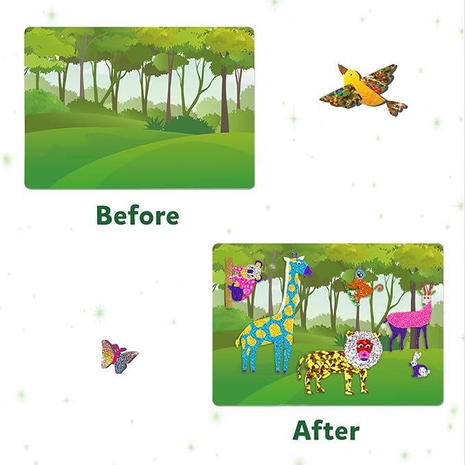 Skillmatics Foil Fun - Animals, No Mess Art for Kids, Travel Toys, Craft Kits, DIY Creative Activity, Gifts for Boys & Girls Ages 4, 5, 6, 7, 8, 9