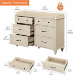 WAMPAT Beige Dresser for Bedroom with 6 Drawers, Farmhouse Kids Dressers with Wide Chest of Drawers, Light Wood Closet Storage Organizer, Baby Dresser for Living Room, Nursery