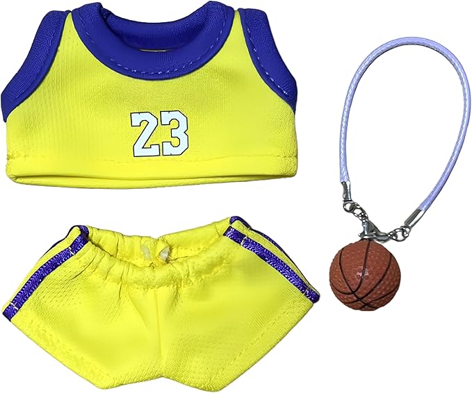 Sports-Themed Basketball Football 3-Piece Set,is Suitable for a 17cm Dolls, Dolls Clothing Accessories ( No Dolls )(NO.23 -Yellow)