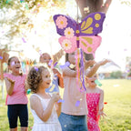 WERNNSAI Butterfly Piñata - Butterfly Birthday Party Supplies Pinata with Stick and Blindfold for Girls Kids Pull String Piñata Family Games Classroom Birthday Party Decorations 16.4” x 12.4”