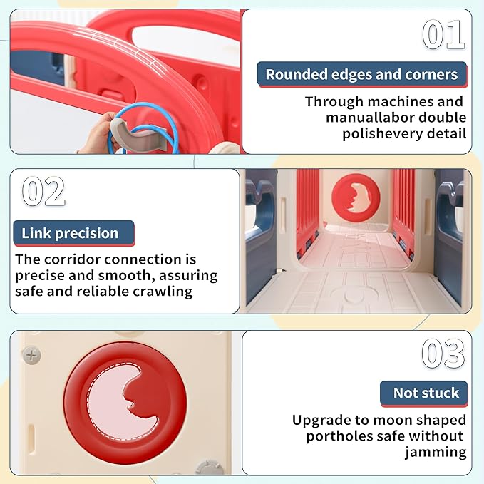 12 in 1 Toddler Outdoor Playset with Swing, Indoor Swing and Slide Set Playground for Toddlers 1-3, Durable Climber Basketball Hoop Ball Toddler Indoor Playset for Home Playground - Red Blue