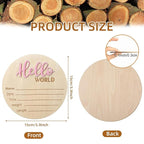 Baby Announcement Sign - 5.9 Inch Wooden Hello World Newborn Sign, Birth Announcement, Baby Shower Hospital Nursery for Newborn Boys and Girls (Pink)