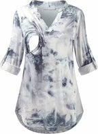 Joymom Maternity Rolled Long Sleeve Nursing Tops Tunic Blouses Breastfeeding