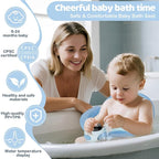 Baby Bath Seat-for Babies 6 Months & up, Water Temperature Display+Soft Cushion, Non-Slip Toddler Bath Seat for Baby, Sit Up Bath Seat for Baby, Blue