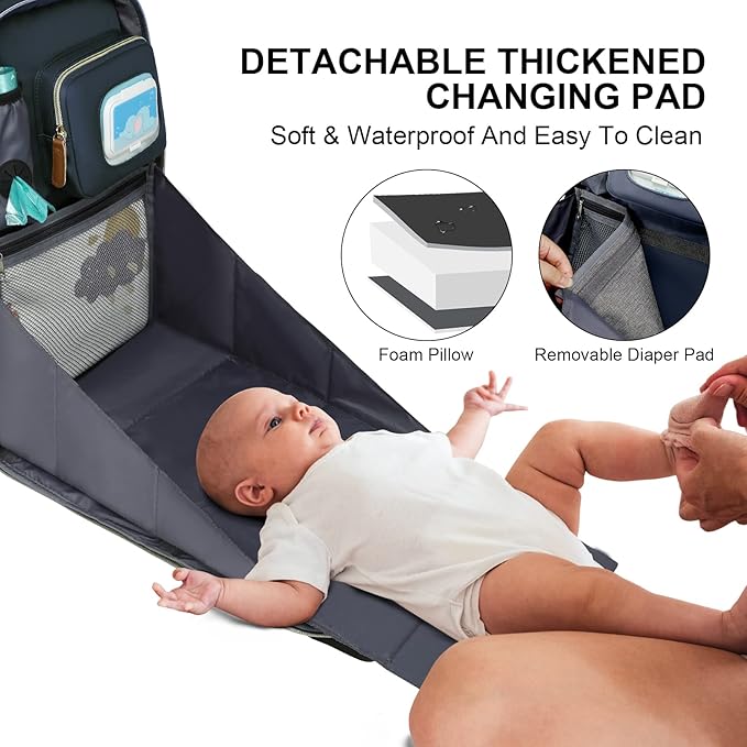 Diaper Bag Backpack with Changing Station, Baby Diaper Bag Organizer for Moms Dads Large Baby Changing Bags