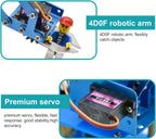 KEYESTUDIO Robot Arm Starter Kit for Arduino,4DOF Electronic Coding Robotics Arm DIY Set for Kids Adults to Learn Robotics,Support PS2 Joypad Control,Remote Control by Android/iOS APP