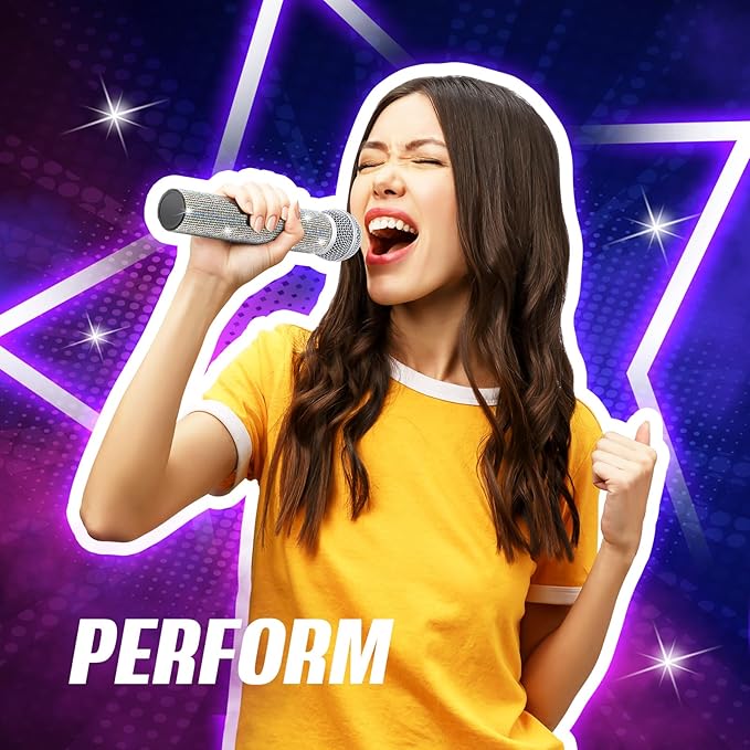 Sanwuta Fake Microphone Prop Sparkly Bling Rhinestones Plastic Play Microphone Pretend Glitter Bedazzled Mic for Cosplay Party Costume(AB Color)