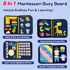 Qizfun Busy Board Book Montessori Toys for 1 2 3 4 Year Old, Boy Birthday Gifts, Educational Sensory Learning Toys for Toddlers 1-3, Car Airplane Travel Activities for Kids Ages 2-4 Year Old