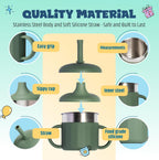 Jumble Dream Baby Sippy Cup, 100% Silicon Training Stainless Steel Kids Cups with Silicon Straw, Toddler Tumbler with Straw Spill Proof |6 Month Plus Toddler Sippy Cup| BPA Free Baby Beaker