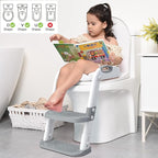 SKYROKU Toilet Potty Training Seat with Step Stool Ladder, Toddler Potty Seat for Kids and Toddler Boys Girls, Splash Guard and Safety Handles(Grey)