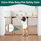 Babelio Metal Auto Close Baby Gate PressGuard P7,Extra Wide Pet Gate for The House and Doorways, Pressure Mounted Walk Thru Child Gate with Door (Brown Wood Pattern, 30" Tall 29"-55" Wide)