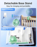 SWEETFULL Portable Stroller Fan with Display 4000mAh Battery Powered Mini Clip On Fan, 4-Speed Rechargeable Small Personal Cooling for Baby Car Seat Crib Travel - Green