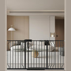 WAOWAO Baby Gate 52.76-62.2" Extra Wide Pressure Mounted Walk Through Swing Auto Close Safety Black Metal Toddler Kids Child Dog Pet Puppy for Stairs,Doorways,Kitchen