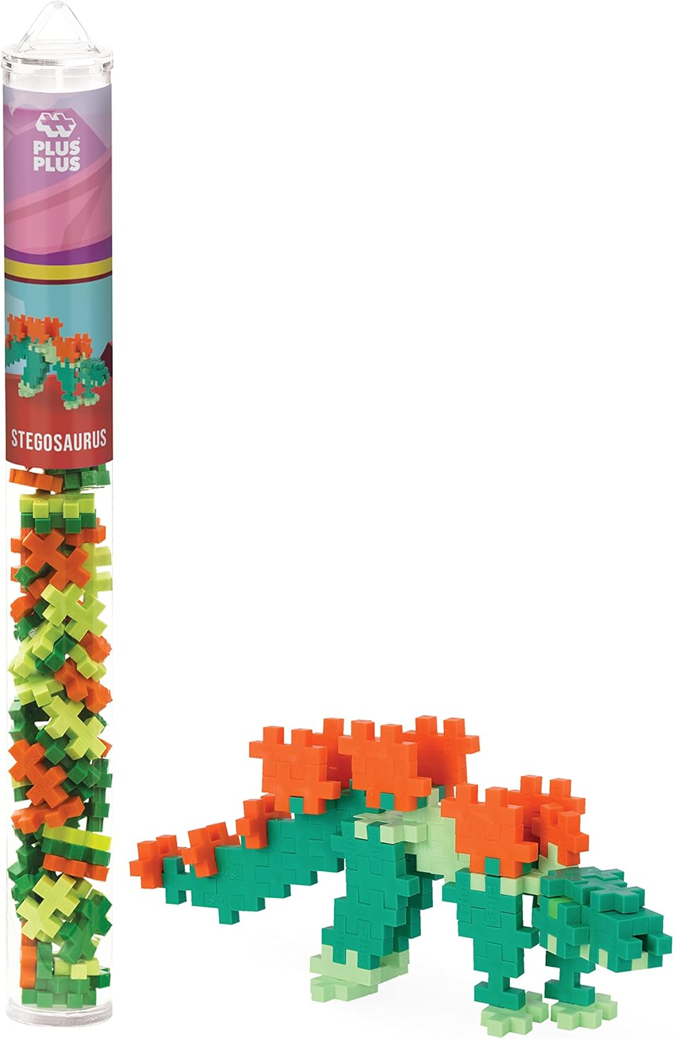 PLUS PLUS Building Block Playset Kit, Themed Figures 3D Puzzle, Fun Stem Toys for Kids, 350 Mini Interlocking Pieces - 5 Tube Bundle, Dinosaur