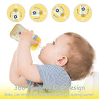 Weighted Sippy Cup With Straw and Handles - No-Spill Easy Grip Trainer Cup With Soft Flex Spout - 3 Sippy Spouts for Baby and Toddlers (Blue)