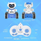 ALLCELE LED RC Robot Toys for Boys and Girls with Walkie Talkie, Programming, Music, Demo and LED Function, Remote Control Robot Toy, Gift for Kids 3-8 Years Old Blue White