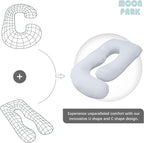 MOON PARK Pregnancy Pillows for Sleeping - U Shaped Full Body Maternity Pillow with Removable Cover - Support for Back, Legs, Belly, HIPS - 57 Inch Pregnancy Pillow for Women - Light Grey