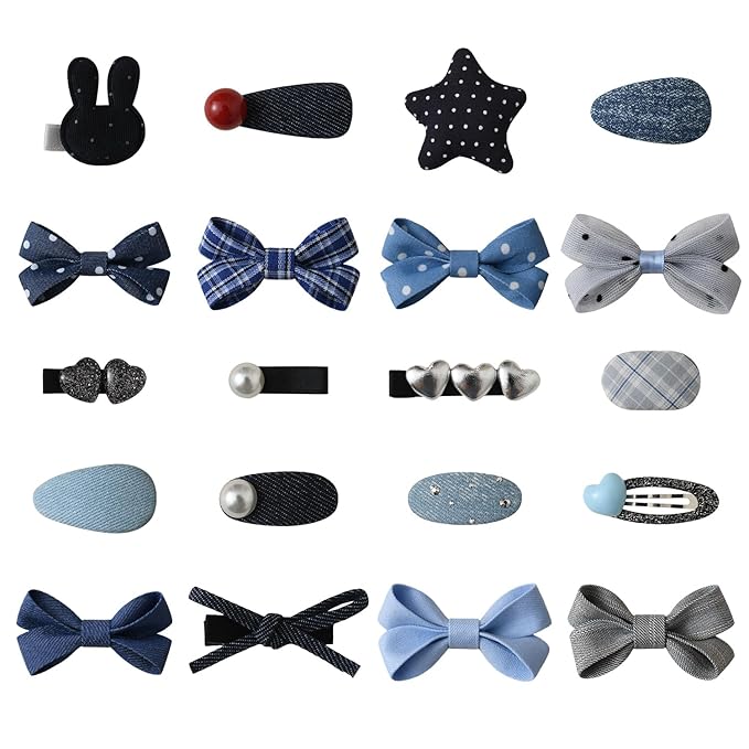 Baby Girls Hair Clips Bows Set 20 Pack 2'' Handmade Toddler Hair Accessories, Infant Fully Covered Barrettes for Kids Fine Hair