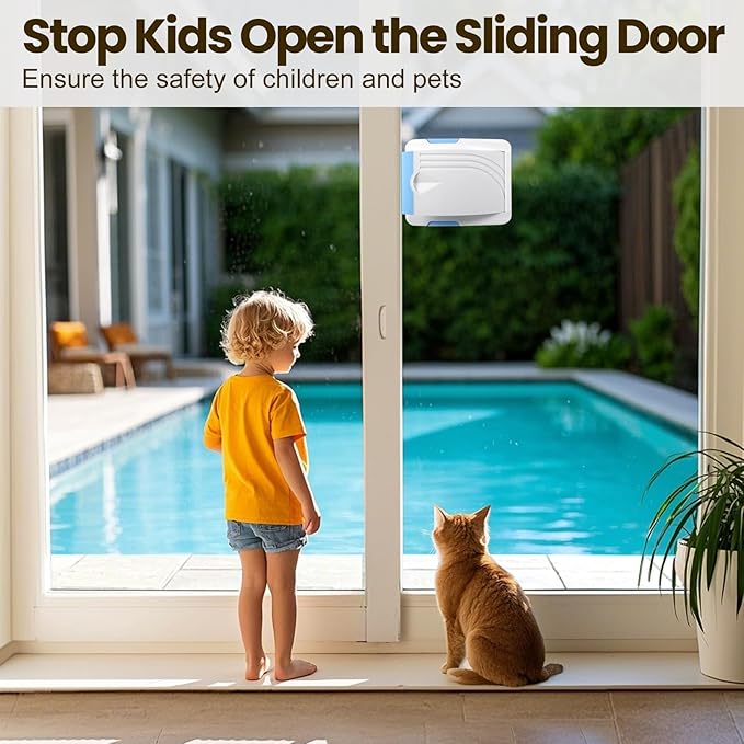 Sliding Door Lock 4 Pack, Child Safety Lock For Sliding Glass Doors, Easy To Install, Keeps Your Baby Out Of Danger, For Sliding Glass Doors, Sliding Windows, Sliding Closets, Etc (Blue)