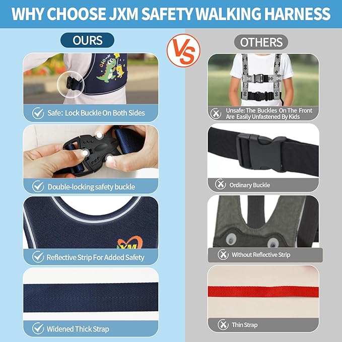 2025 New Safety Harness for Autism and Special Needs Child (3-6 yrs), Anti-Elopement Vest Harness with Light Reflector and Grab Handle for Active, Autistic ADHD Kids,Adjustable Tether Leash with Pouch