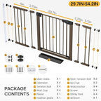 Cumbor 29.7-54.2" Wide Baby Gate for Stairs, Mom's Choice Awards Winner-Self Closing Dog Gate Indoor for Doorways, No Drilling Pressure Mounted Pet Gates for Kids, Easy Walk Through Safety Gate, Brown