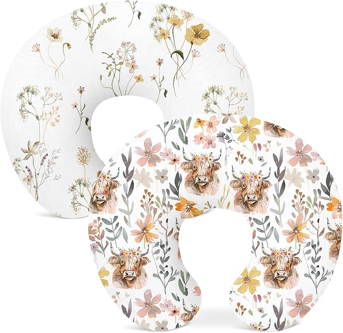 Nursing Pillow Covers 2 Pack, Breastfeeding Pillow Slipcovers Soft and Stretchy, Nursing Covers for Baby Girls Boys Newborn