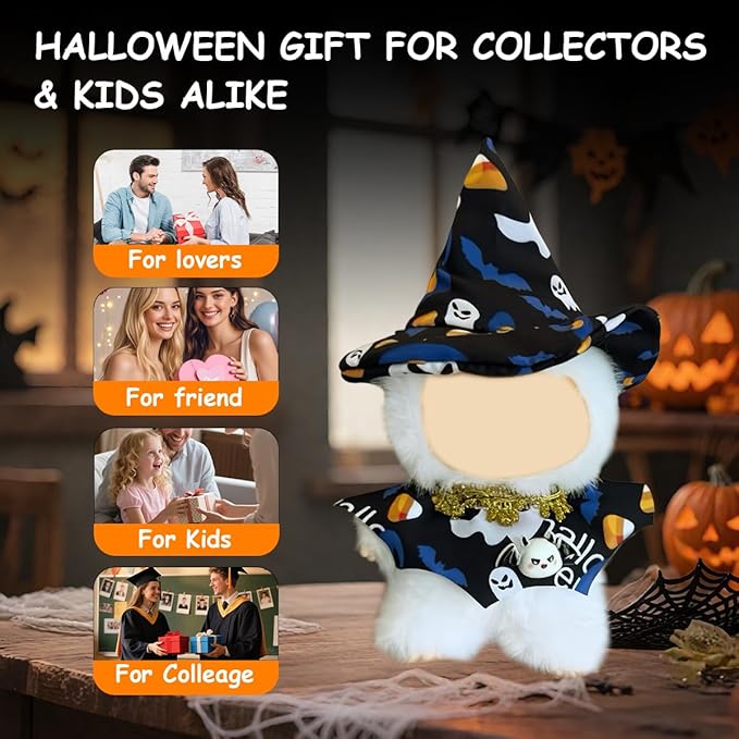 5 Complete Style Clothes Sets for 17cm Dolls - Hat & Overalls Dress Up Outfit for 17cm 15cm Dolls,Designer Outfits Bundle with Luxury/Cute/Sporty Themes, Gift for Doll Lovers (Halloween, 17cm/15cm)