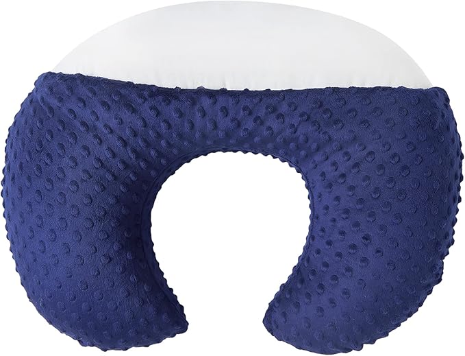 Nursing Pillow and Positioner Breastfeeding and Bottle Feeding, Propping Baby, Tummy Time, Sitting Support for Baby Boys Girls, with Removable dots Cover (Estate Blue)