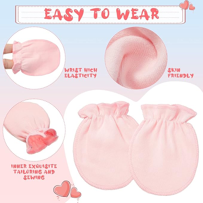 Syhood 6 Pairs Newborn Baby Mittens Cotton No Scratch Infant Gloves Mitten for Baby 0-6 Months Boys Girls