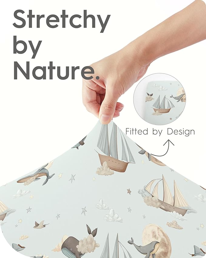 Graco Pack and Play Sheets Fitted, TotBasic Ultra Soft Mini Crib Sheets Boy, Neutral Pack N Play Mattress Sheets Hypoallergenic and Soothing, Premium Jersey Playrad Sheets, 2 Pack