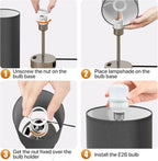 KPQ Small Bedside Lamp Touch Control Table Lamp with USB A+C Charging Ports & AC Outlet 3-Way Dimmable Nightstand Lamp with Linen Fabric Shade for Bedroom Living Room