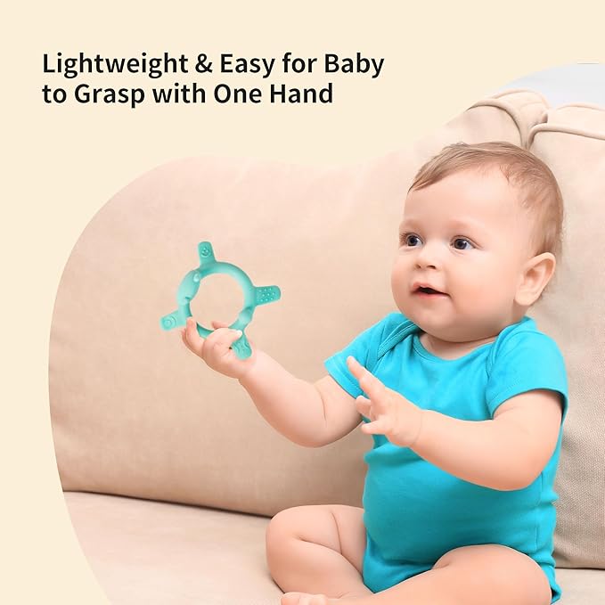 Pigeon Silicone Animal-Shaped Baby Teether, Green Bear, 3M+, 1 Count – Multi-Textured Teething Relief Toys, Lightweight & Easy to Grasp