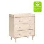 babyletto Lolly Changing Table Dresser Combo w/Removable Tray - GREENGUARD Gold Certified 3 Drawer Baby Dresser with Changing Table Top - Easy to Assemble Diaper Station for Nursery, Washed Natural