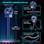 2 Pack Multifunctional Portable Stroller Fan 4 Speed 6600rpm High Speed Usb Rechargeable Personal Mini Handheld Fan Extended Tripod For Desktop Winding Kids Bed Treadmill Bike Golf Cart Outdoor Travel
