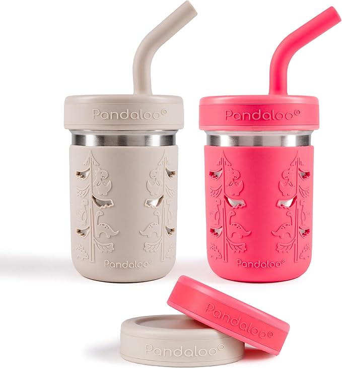 Pandaloo® Smoothie Cups for Kids - Stainless Steel Toddler Tumbler with Straw, Sippy Cup for Smoothies - BPA-Free, Toddler Snack Cups, 10 oz